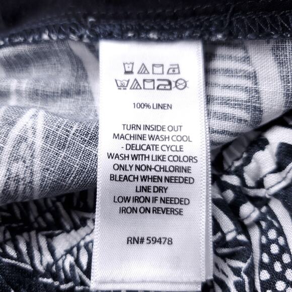 Christian Siriano Pants Women M B&W Linen Tropical Wide Leg Casual Boho Resort - Picture 10 of 10